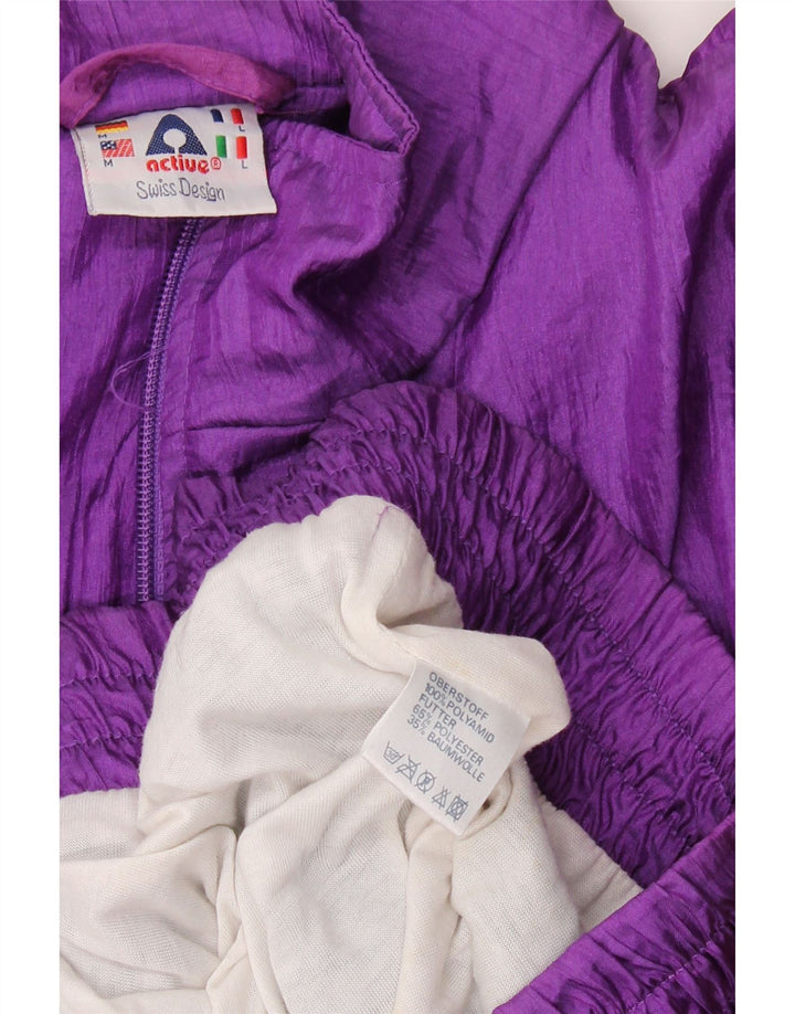 Active Mens Loose Fit Full Tracksuit Medium Purple Colourblock Polyamide