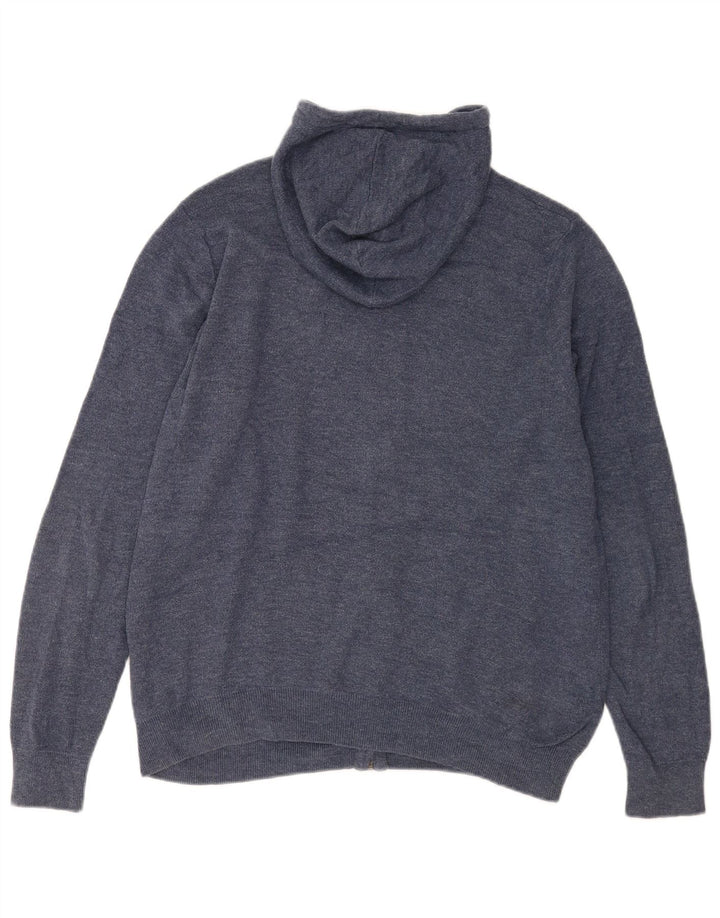 Marks & Spencer Mens Hooded Cardigan Sweater Medium Blue Cotton