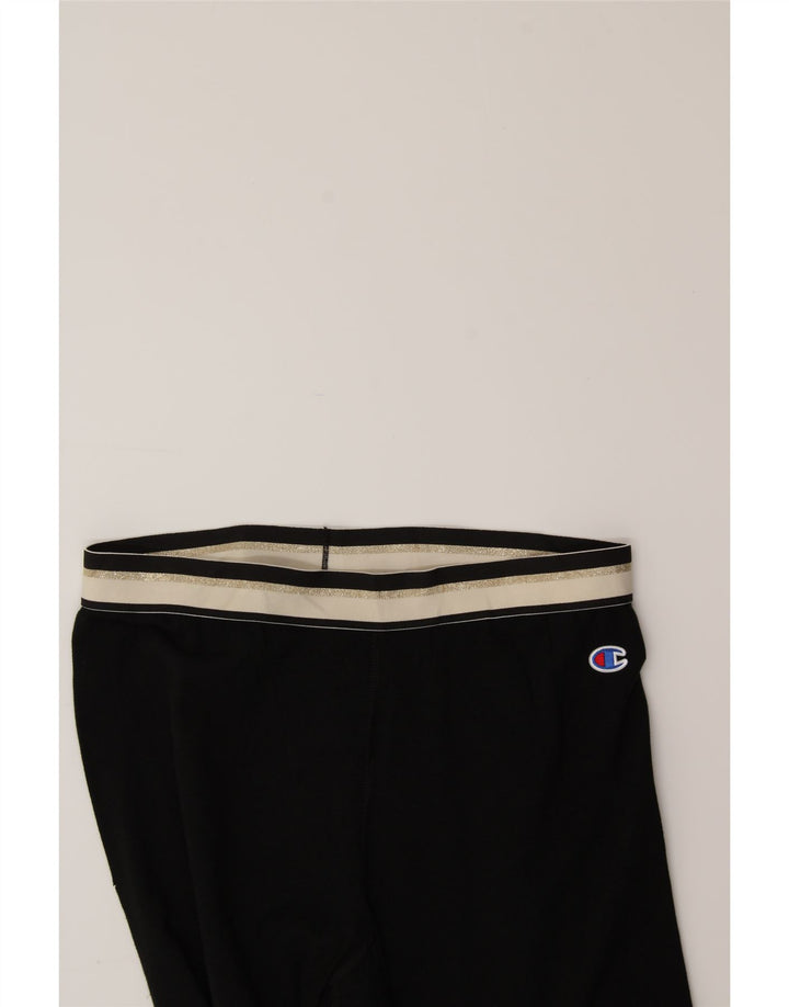 CHAMPION Womens Graphic Leggings UK 14 Large Black Cotton Vintage Champion and Second-Hand Champion from Messina Hembry 