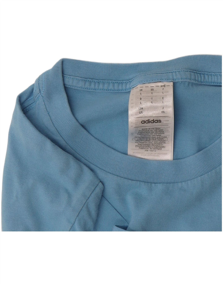 Adidas Mens T-Shirt Top Large Blue Cotton