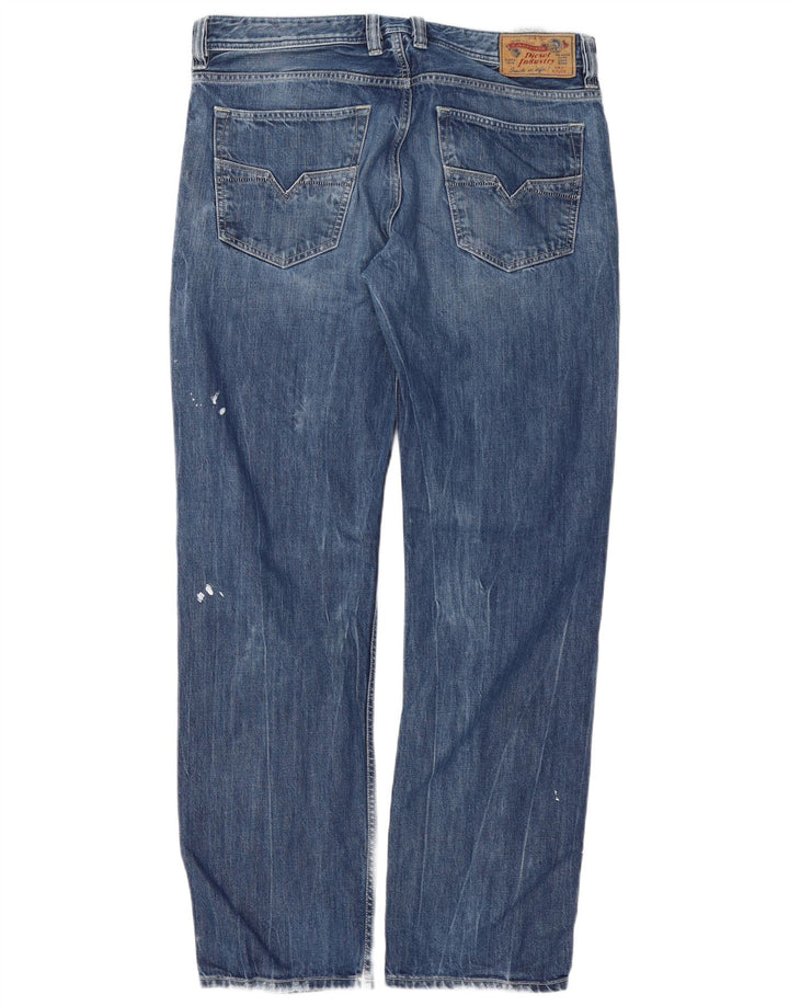 Diesel Mens Larkee-Relaxed Distressed Straight Jeans W34 L32 Blue
