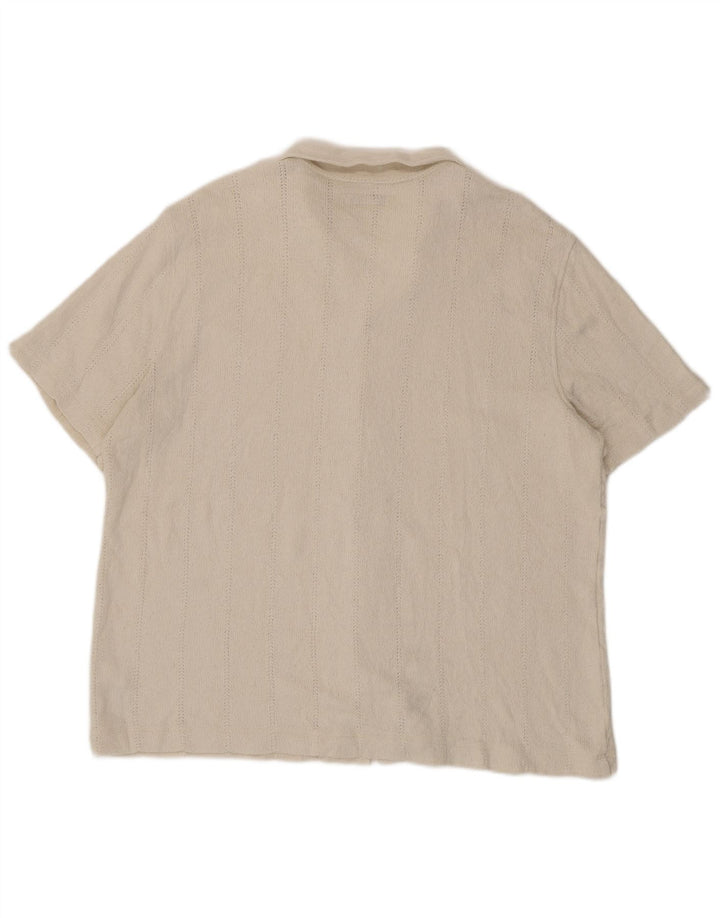 Marks & Spencer Mens Short Sleeve Shirt 2XL Off White Cotton