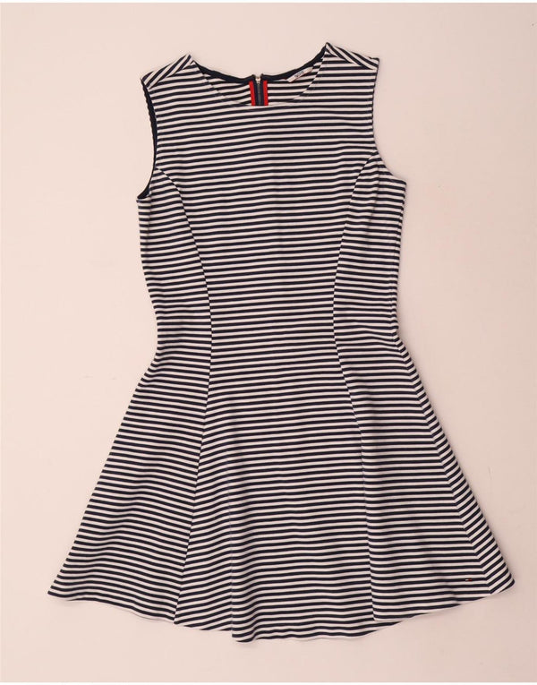 Tommy Hilfiger Womens Sleeveless Swing Dress UK 12 Medium Navy Blue Striped