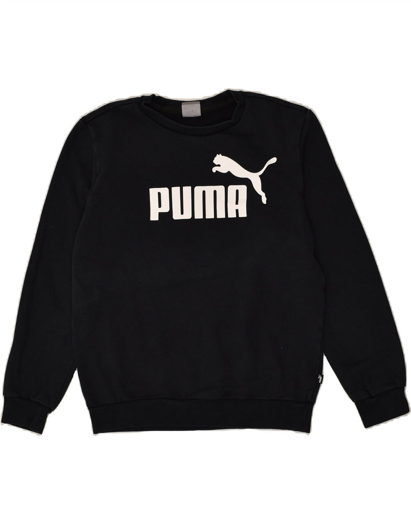 PUMA Mens Graphic Sweatshirt Jumper Small Black Cotton | Vintage Puma | Thrift | Second-Hand Puma | Used Clothing | Messina Hembry 