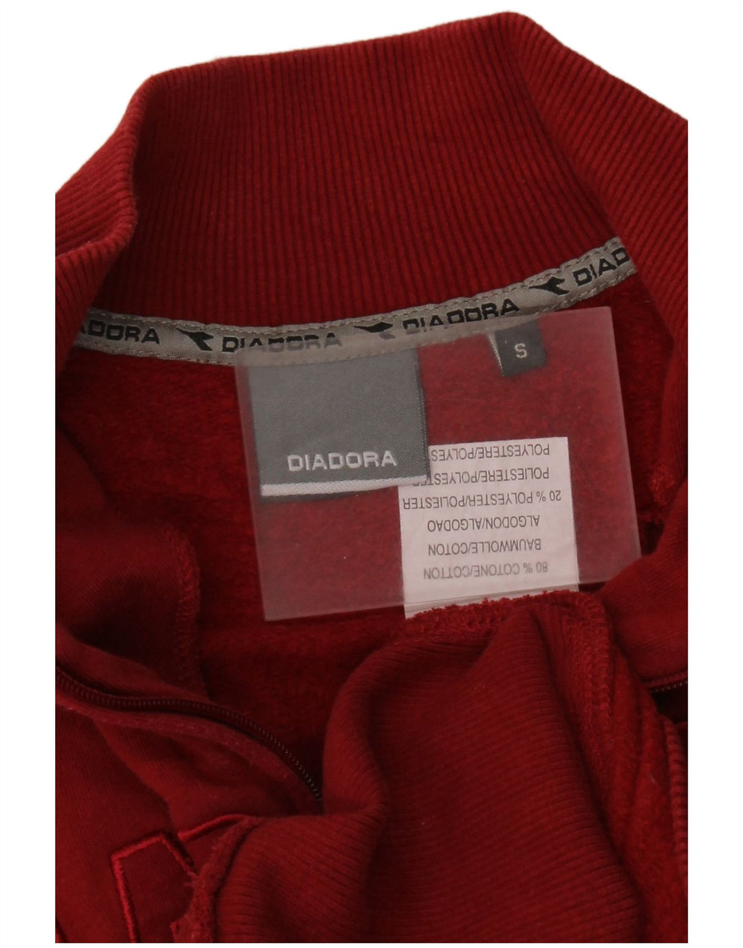 Diadora Womens Oversized Graphic Zip Neck Sweatshirt Jumper UK 10 Small Red