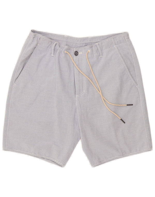 Massimo Dutti Mens Chino Shorts EU 42 Large W32 Blue Pinstripe Cotton
