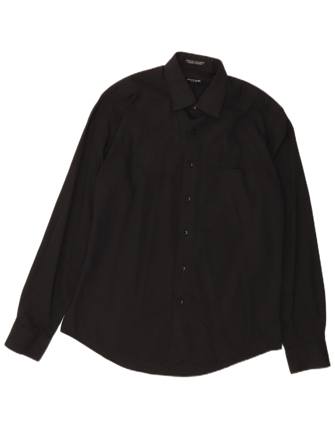 PIERRE CARDIN Mens Slim Fit Shirt Size 15 1/2 Medium Black Cotton