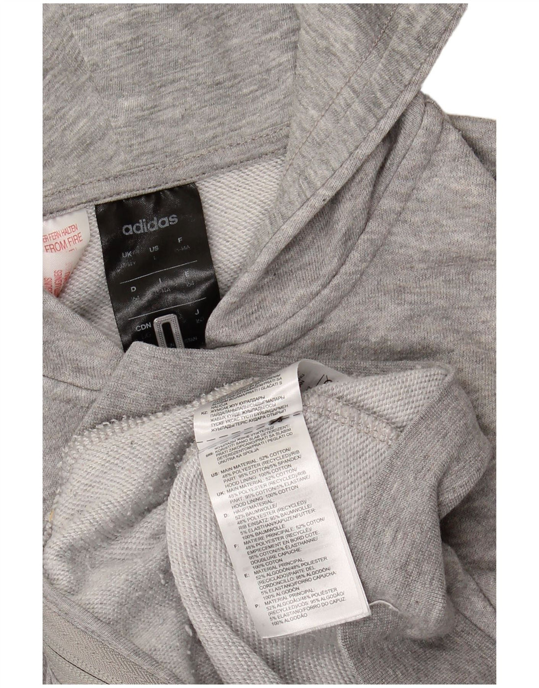 ADIDAS Girls Graphic Zip Hoodie Sweater 13-14 Years Grey Cotton