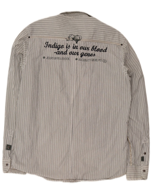 Jack & Jones Mens Graphic Shirt Large Grey Striped Cotton