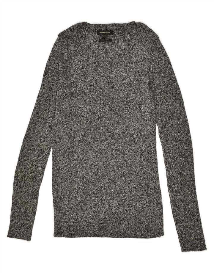 MASSIMO DUTTI Womens Boat Neck Jumper Sweater UK 8 Small Grey Flecked Vintage Massimo Dutti and Second-Hand Massimo Dutti from Messina Hembry 