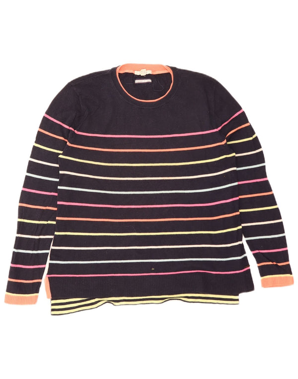 White Stuff Womens Crew Neck Jumper Sweater UK 14 Large Navy Blue Striped