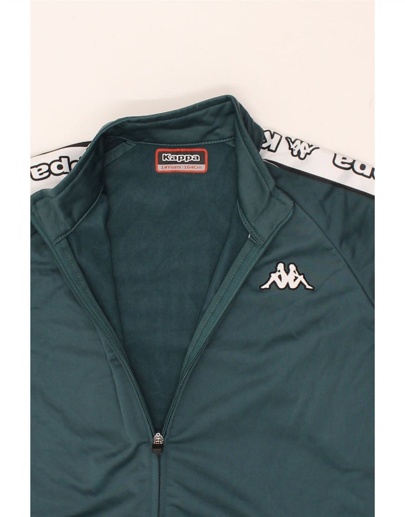 KAPPA Boys Graphic Tracksuit Top Jacket 13-14 Years Green Polyester | Vintage Kappa | Thrift | Second-Hand Kappa | Used Clothing | Messina Hembry 