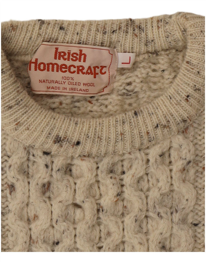 Irish Homecraft Mens Crew Neck Jumper Sweater Large Grey Flecked