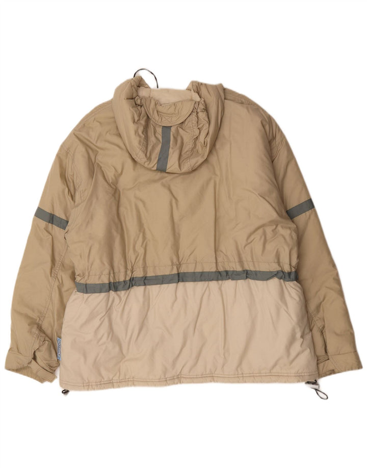 Fishbone Mens Hooded Anorak Jacket UK 40 Large Beige Colourblock Nylon