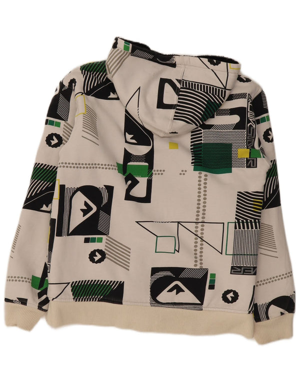 Quiksilver Boys Graphic Zip Hoodie Sweater 15-16 Years White Geometric