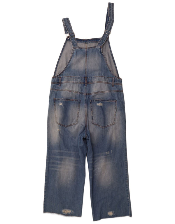 BENETTON Womens Distressed Dungarees Wide Leg Jeans W36 XL Blue