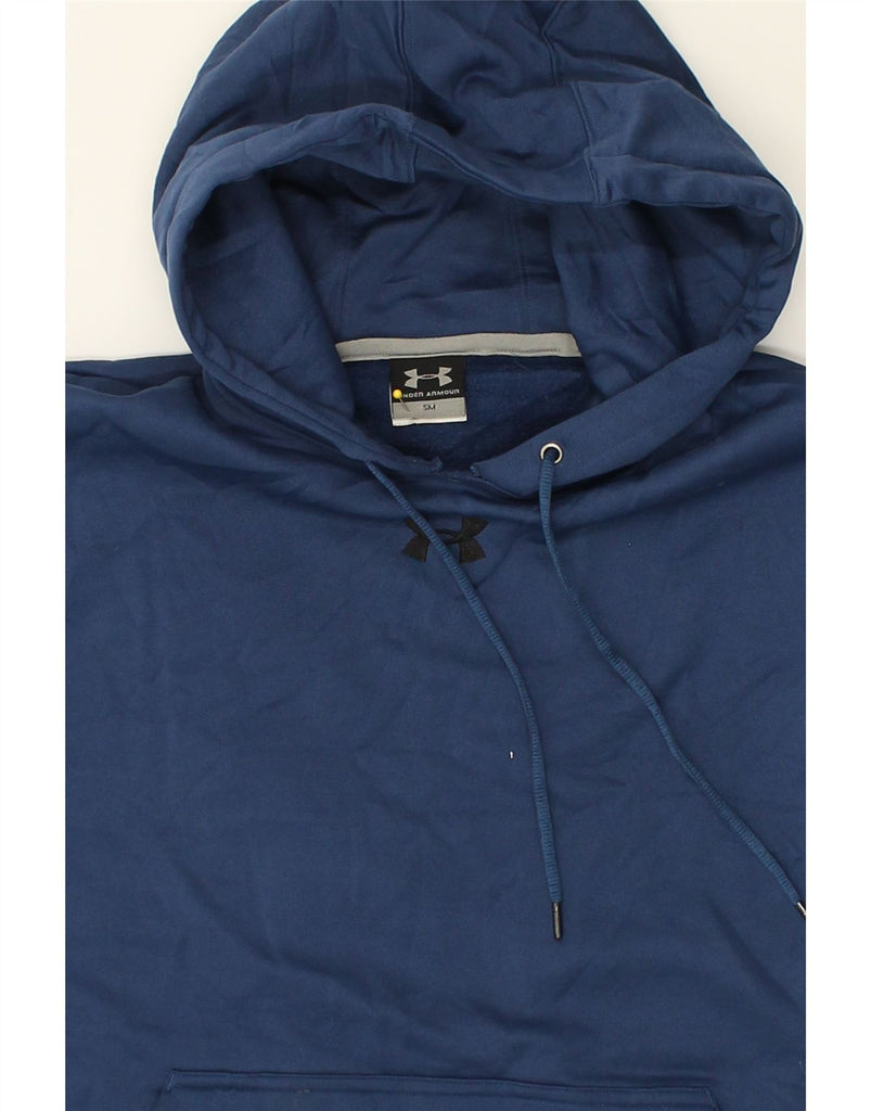 UNDER ARMOUR Mens Graphic Hoodie Jumper Small Navy Blue Polyester | Vintage Under Armour | Thrift | Second-Hand Under Armour | Used Clothing | Messina Hembry 