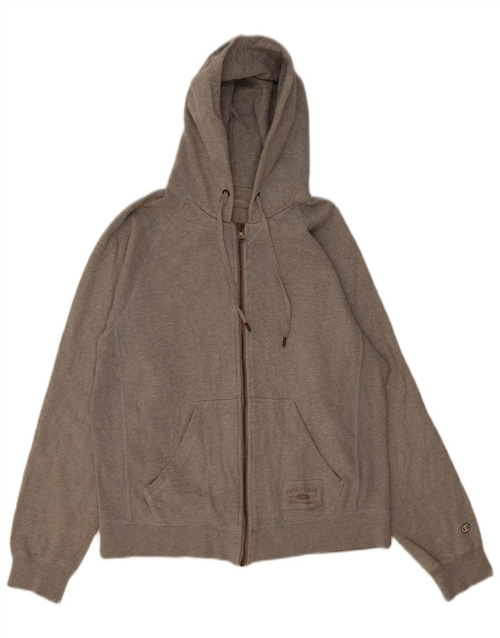 Champion Womens Zip Hoodie Sweater UK 14 Medium Grey Cotton