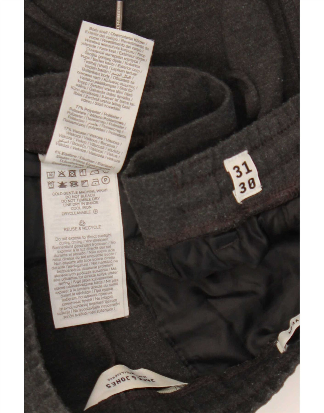 Jack & Jones Mens Cropped Trousers W31 L24 Grey Polyester