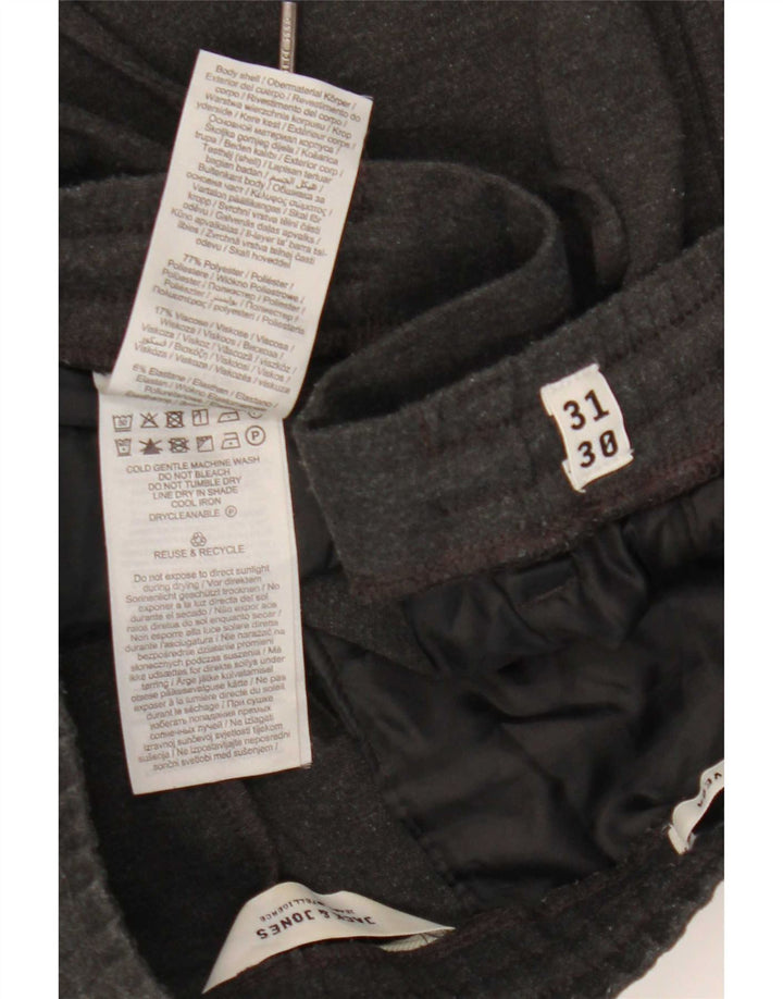 Jack & Jones Mens Cropped Trousers W31 L24 Grey Polyester
