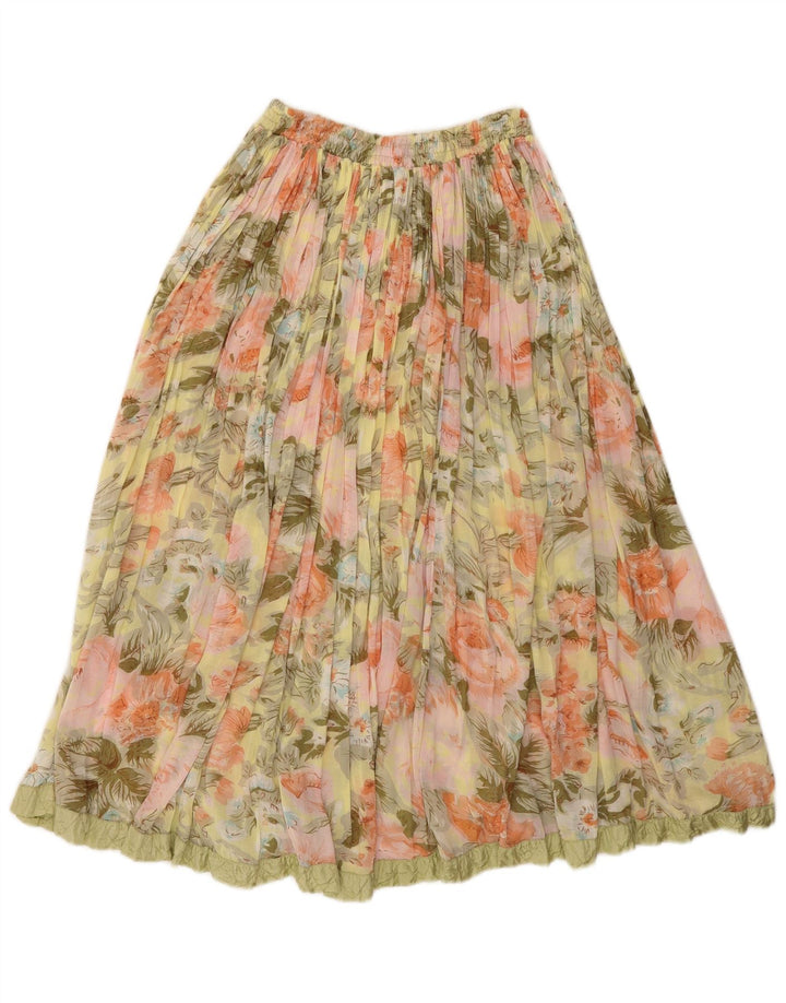 Vintage Womens Pleated Skirt W26 Small Green Floral