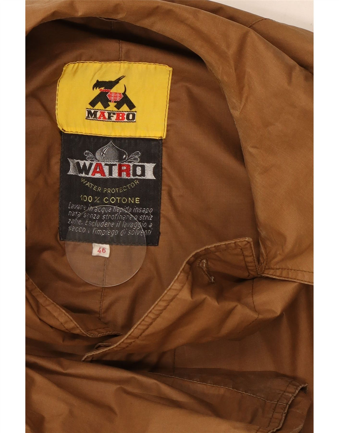 Mafbo Mens Trench Coat IT 46 Small Brown Cotton