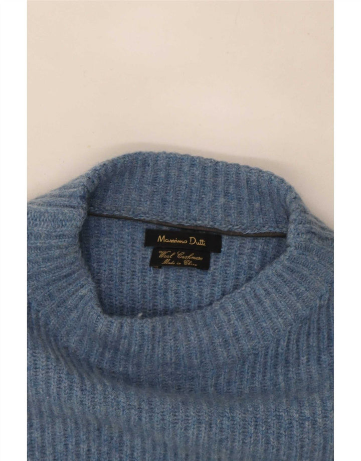 Massimo Dutti Mens Turtle Neck Jumper Sweater Medium Blue Wool