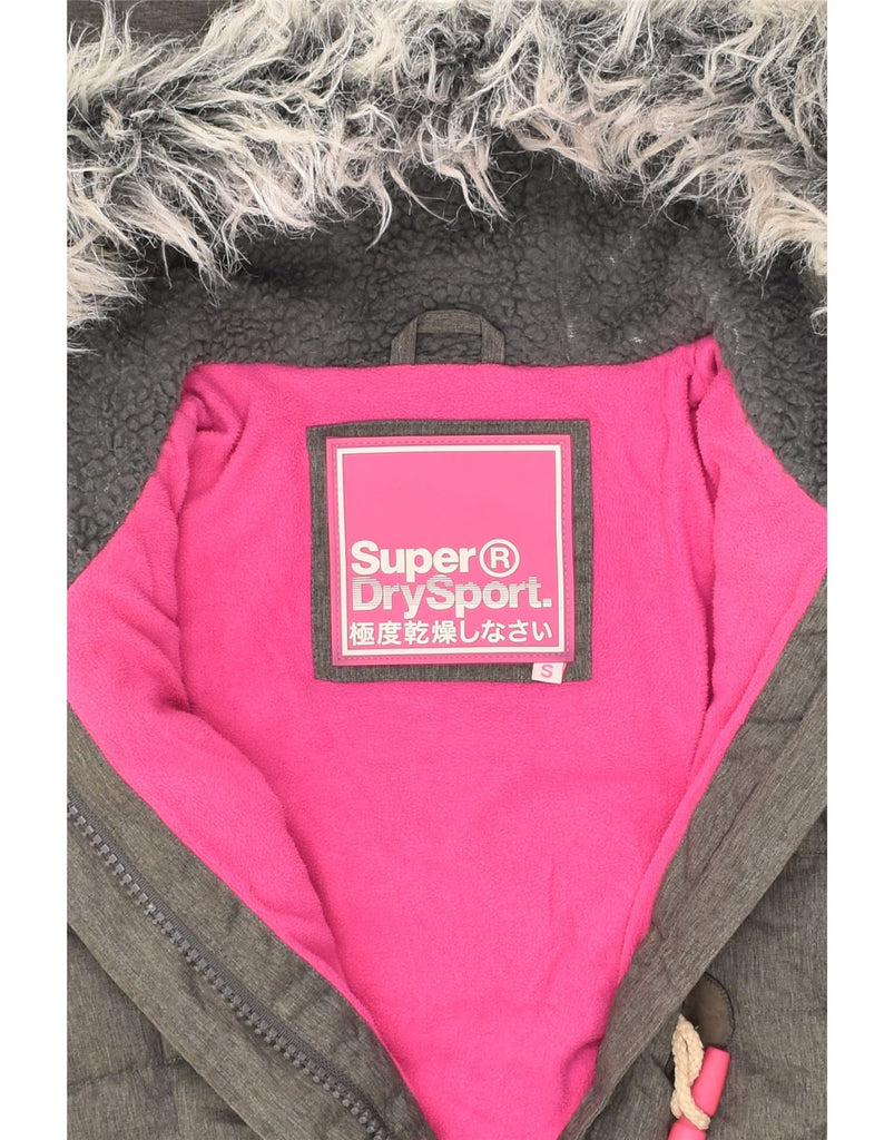 SUPERDRY Womens Hooded Duffle Padded Jacket UK 8 Small Grey Polyester | Vintage Superdry | Thrift | Second-Hand Superdry | Used Clothing | Messina Hembry 