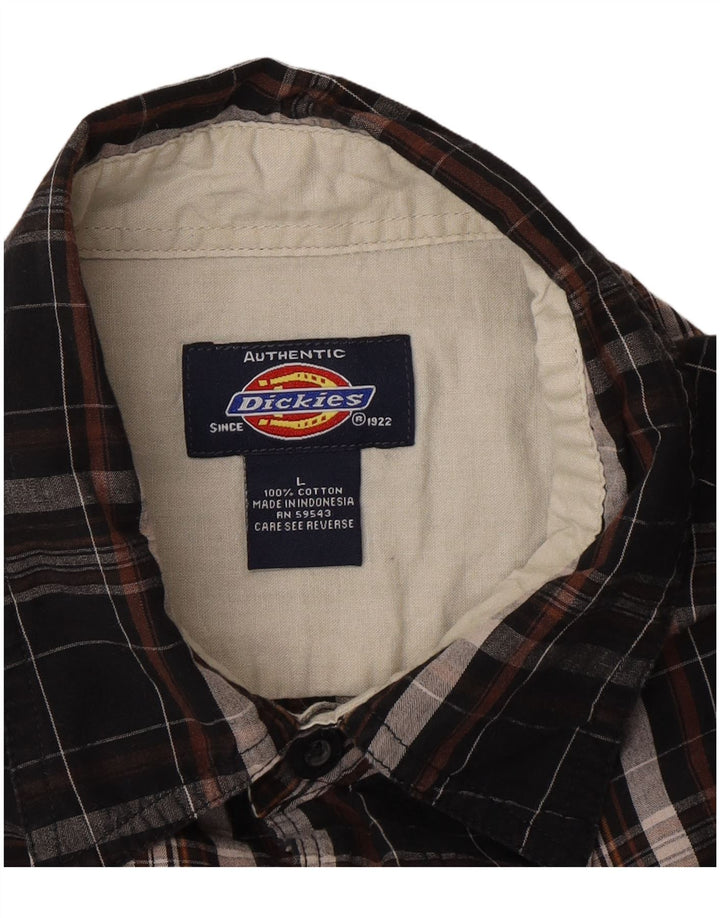 Dickies Mens Short Sleeve Shirt Large Black Check Cotton