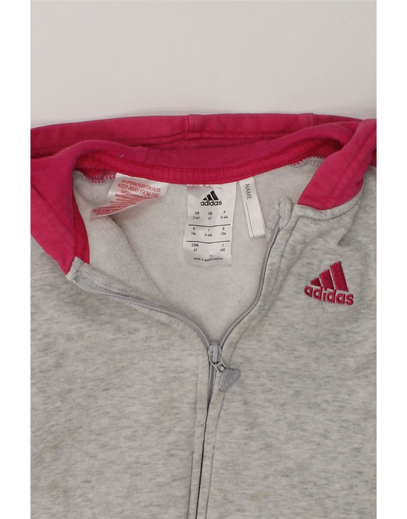 ADIDAS Girls Zip Hoodie Sweater 3-4 Years Grey Colourblock Cotton | Vintage Adidas | Thrift | Second-Hand Adidas | Used Clothing | Messina Hembry 