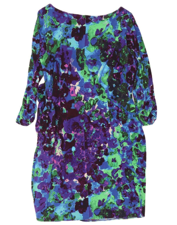 Coast Womens Abstract Pattern 3/4 Sleeve Shift Dress UK 18 XL Blue