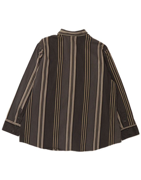 ELENA MIRO Womens Oversized Shirt UK 18 XL Black Striped