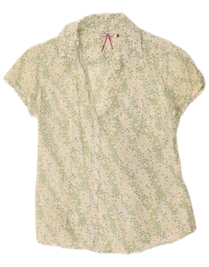 White Stuff Womens Short Sleeve Shirt Blouse UK 12 Medium Floral Cotton