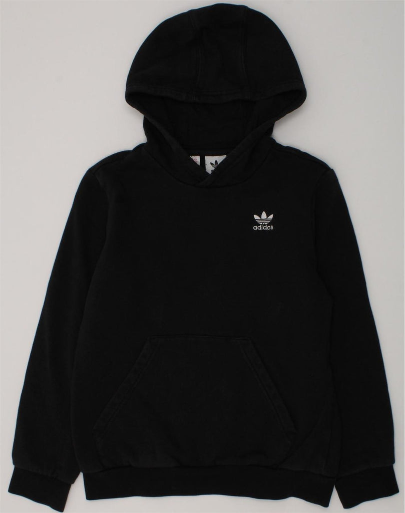 ADIDAS Boys Hoodie Jumper 10-11 Years Black Cotton | Vintage Adidas | Thrift | Second-Hand Adidas | Used Clothing | Messina Hembry 