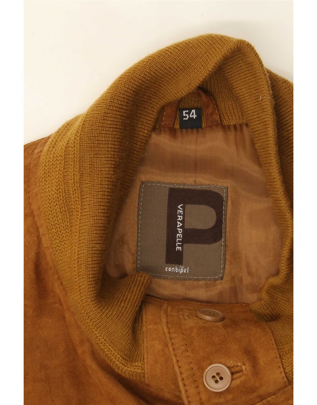 Conbipel Mens Suede Bomber Jacket IT 54 XL Brown Leather