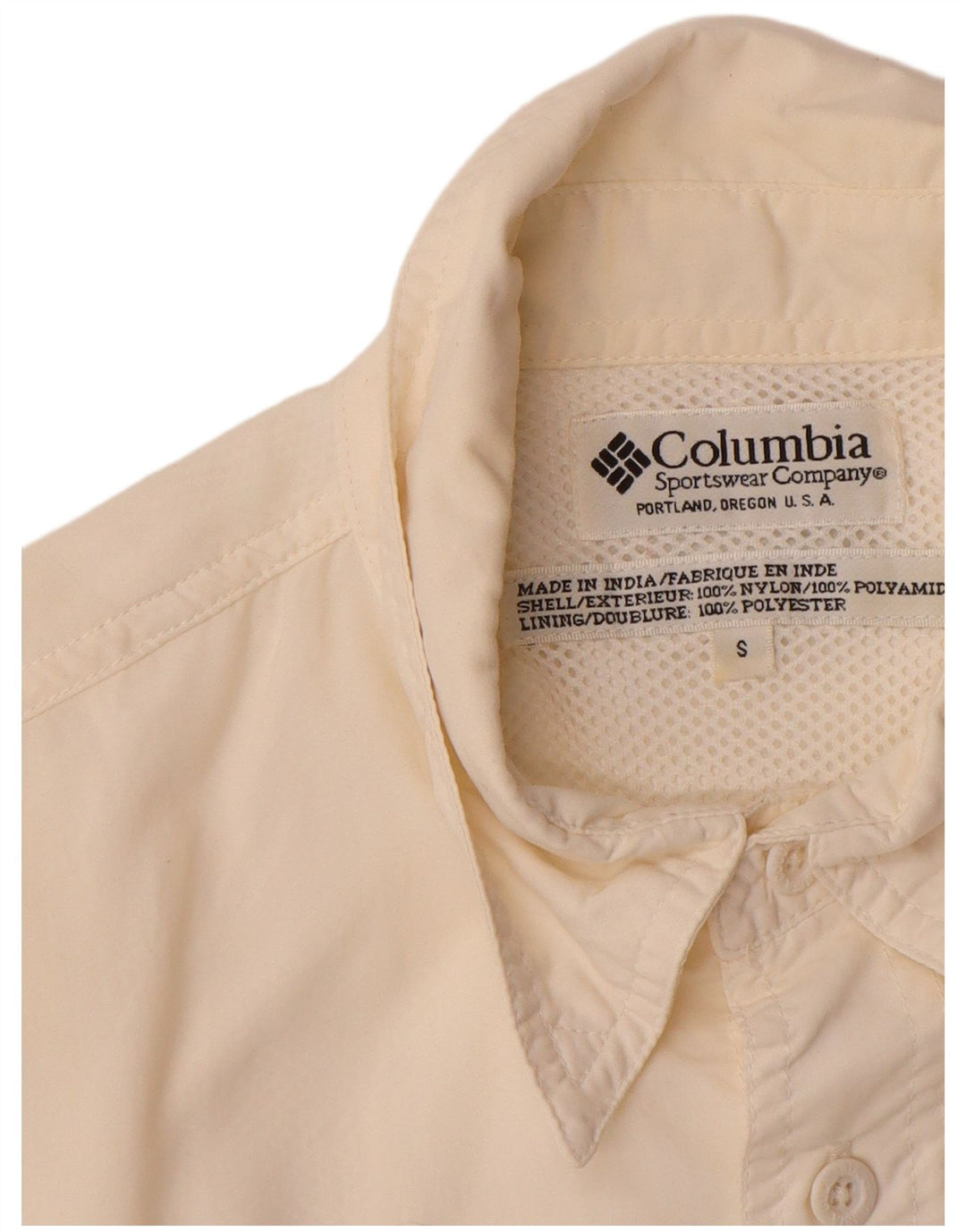 COLUMBIA Mens Shirt Small Off White Nylon