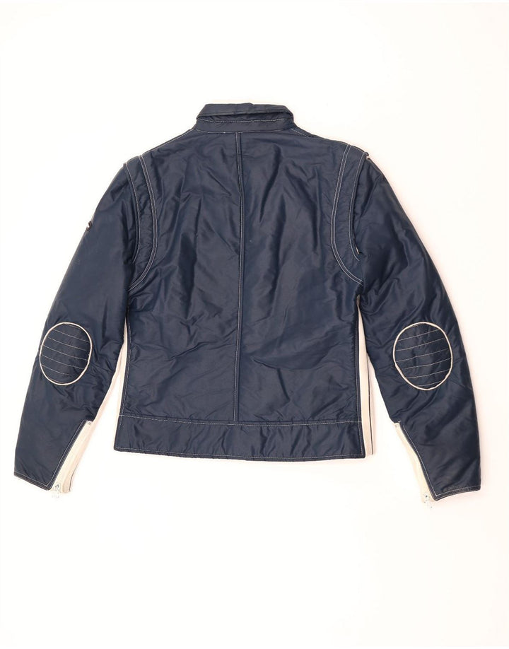 Vintage Mens Bomber Jacket IT 52 XL Navy Blue Colourblock