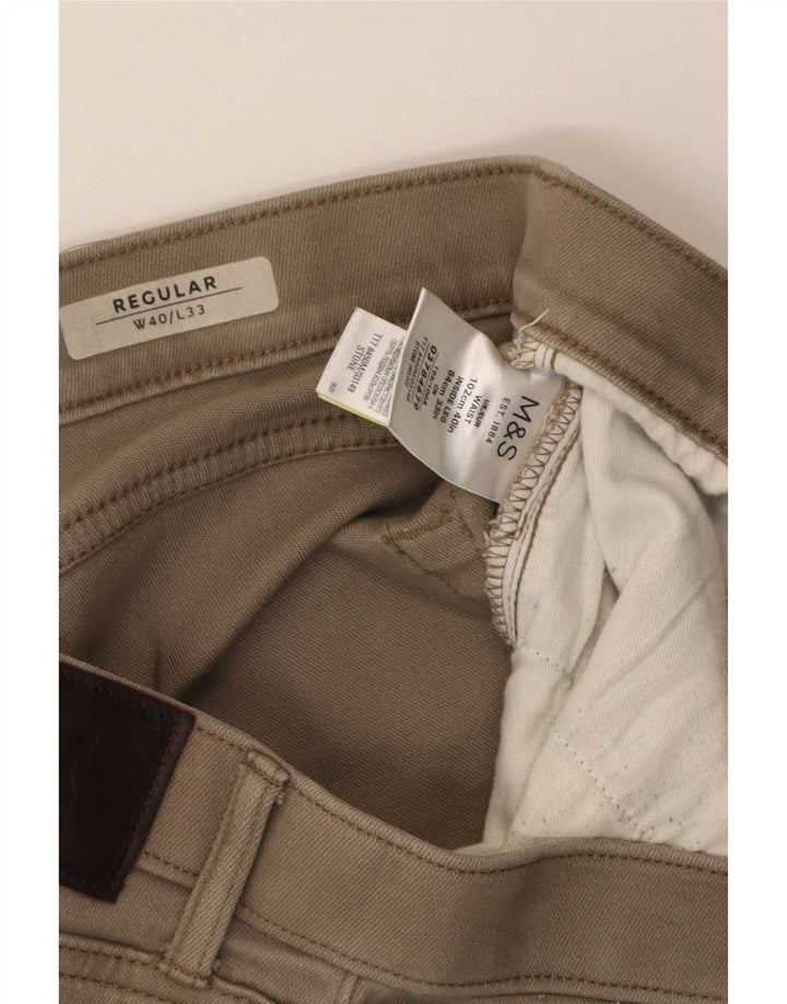 Marks & Spencer Womens Straight Regular Casual Trousers W40 L33 Beige