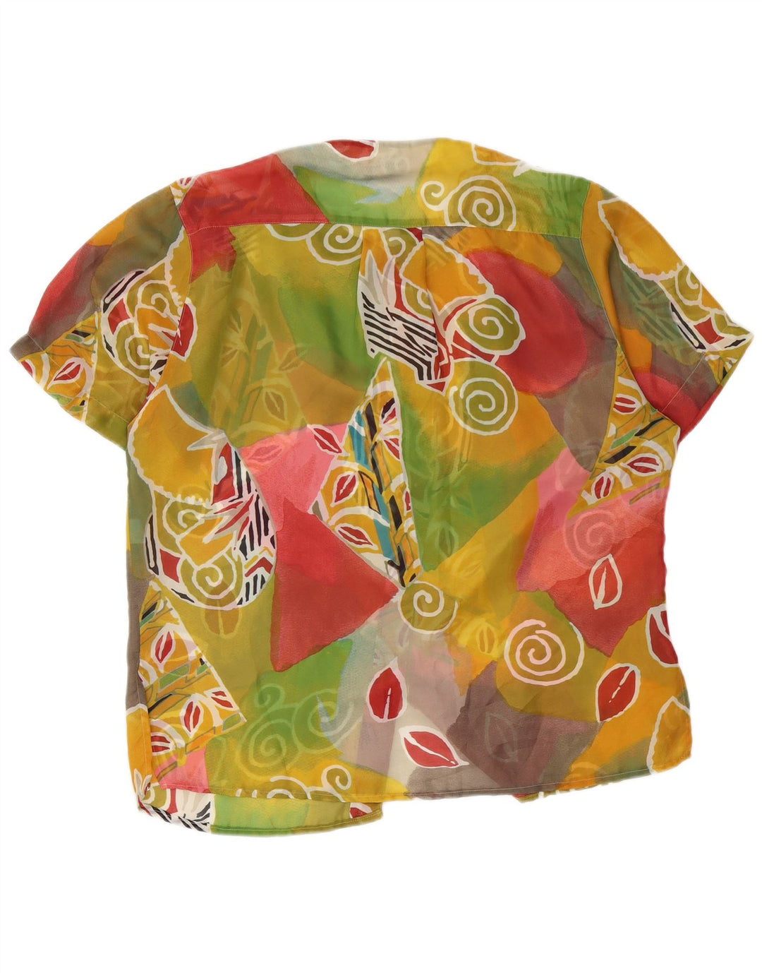 Vintage Womens See Through Shirt Blouse UK 20 2XL Multicoloured Geometric