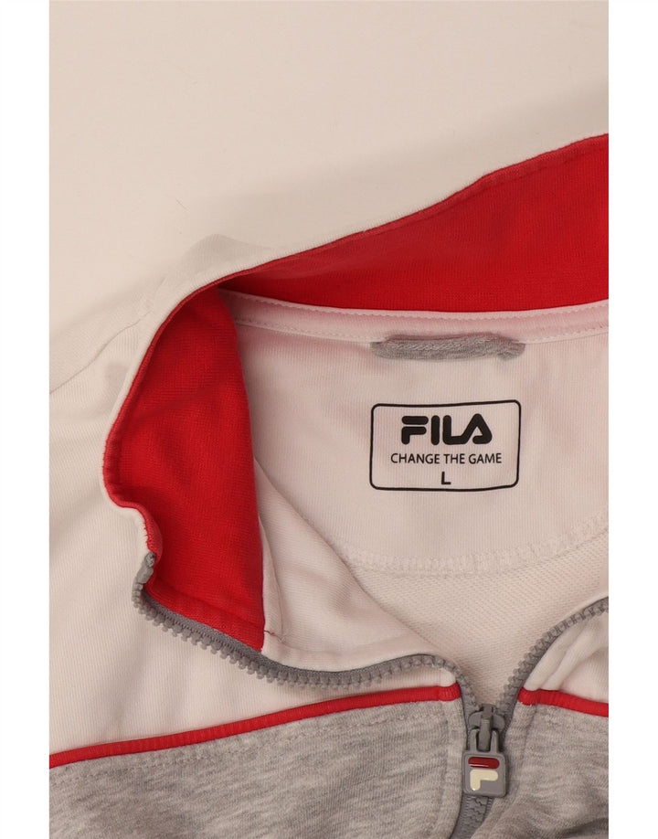 Fila Mens Tracksuit Top Jacket Large Grey Colourblock Cotton