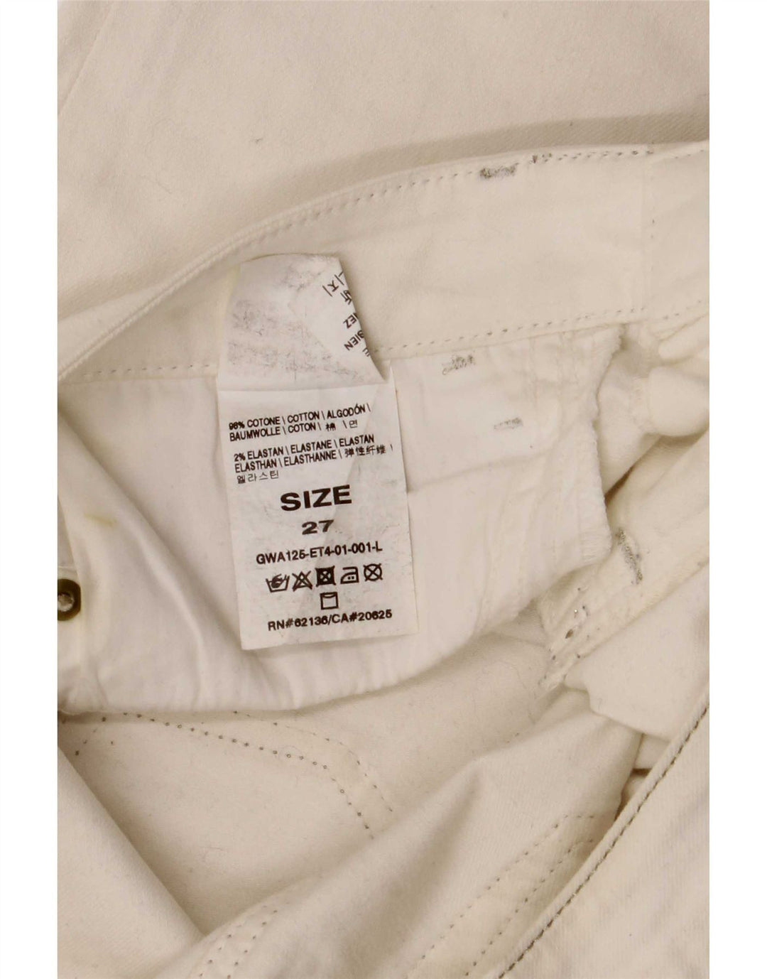 Guess Womens Skinny Jeans W27 L34 White Cotton