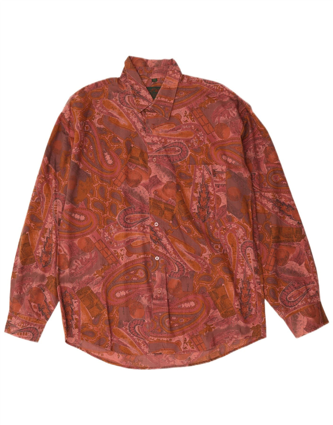 Vintage Mens Shirt Large Pink Paisley