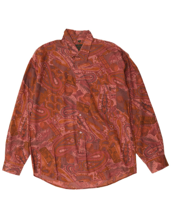 Vintage Mens Shirt Large Pink Paisley