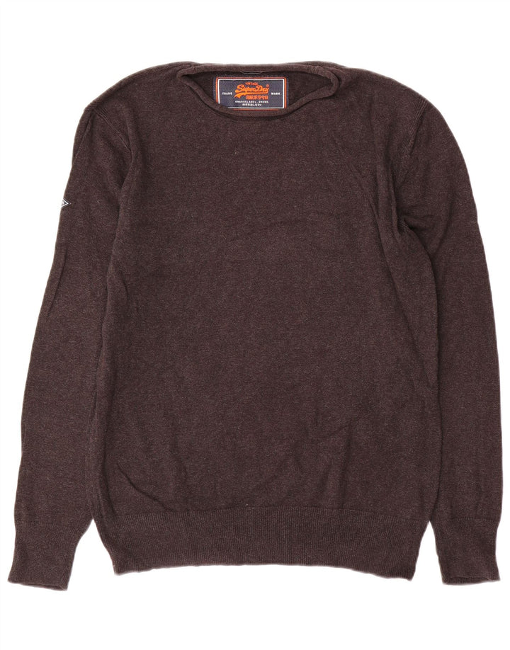 Superdry Mens Boat Neck Jumper Sweater Medium Grey Cotton