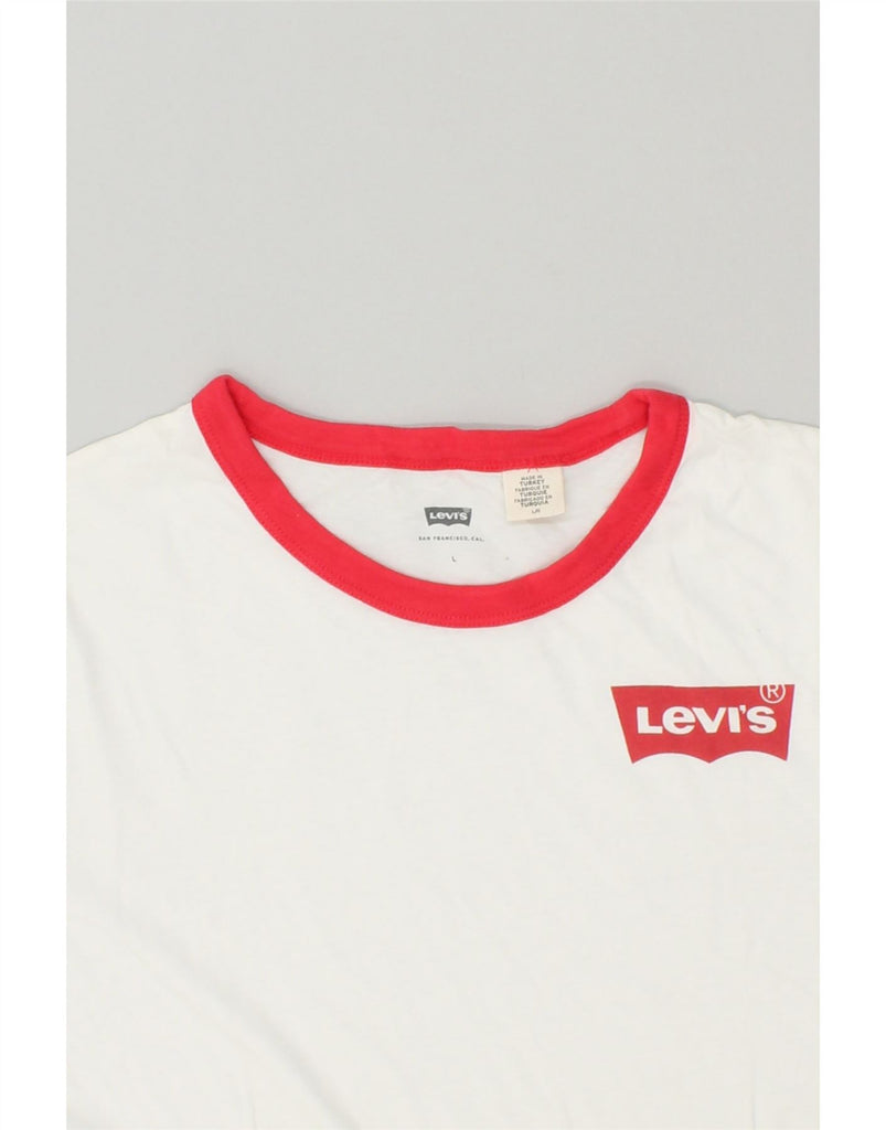 LEVI'S Womens Graphic T-Shirt Top UK 16 Large White Colourblock Cotton | Vintage Levi's | Thrift | Second-Hand Levi's | Used Clothing | Messina Hembry 