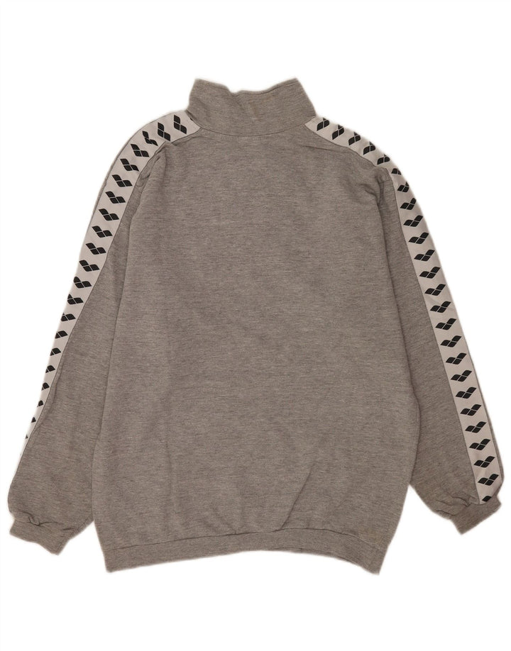 Arena Mens Graphic Zip Neck Sweatshirt Jumper Medium Grey Colourblock