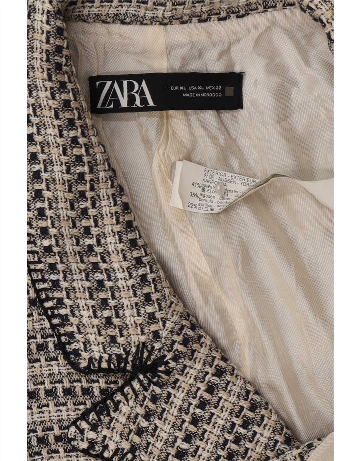 Zara Womens 3 Button Blazer Jacket UK 18 XL Grey Pinstripe Polyester