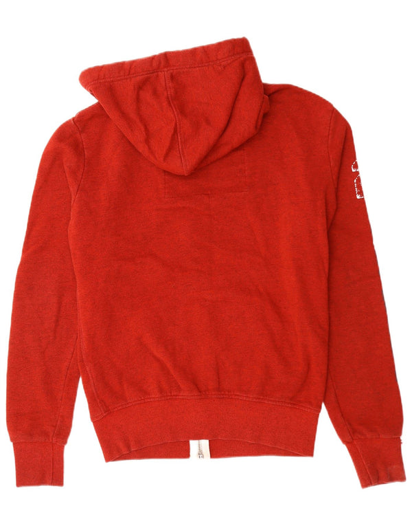 Superdry Mens Graphic Zip Hoodie Sweater Small Red Cotton