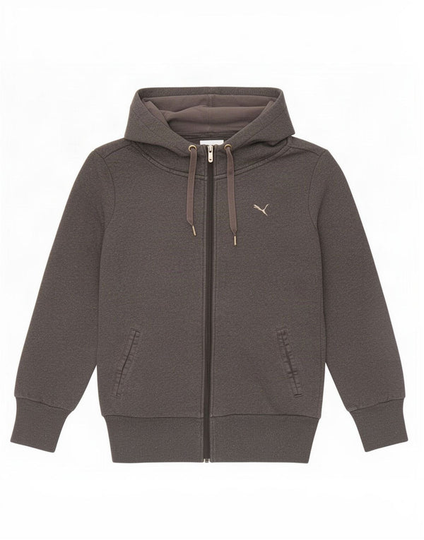 Puma Womens Zip Hoodie Sweater UK 12 Medium Grey Cotton
