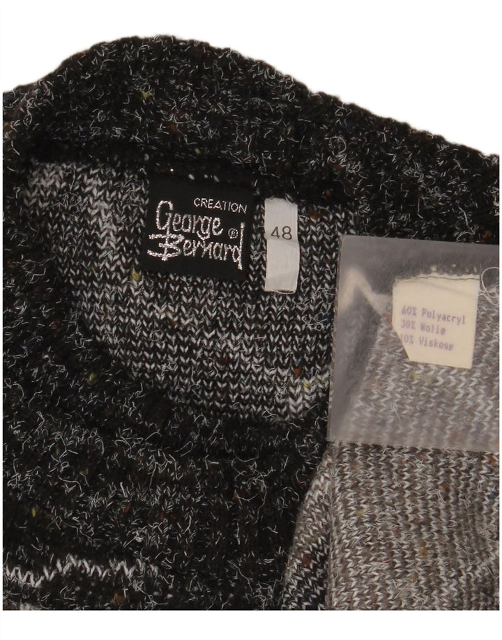 Vintage Womens Turtle Neck Jumper Sweater IT 48 XL Grey Striped Polyacrylic